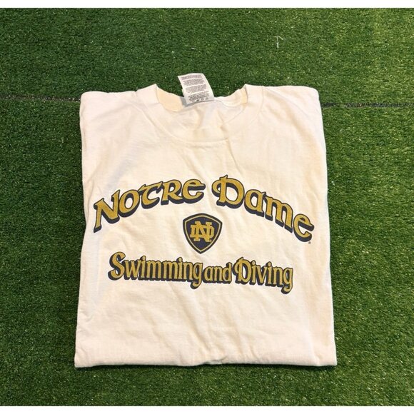 Vintage Notre Dame Fighting Irish shirt mens XL white adidas swimming diving S - Picture 1 of 11